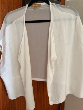 Ellen Tracy white  Open-Front Lightweight Cardigan
